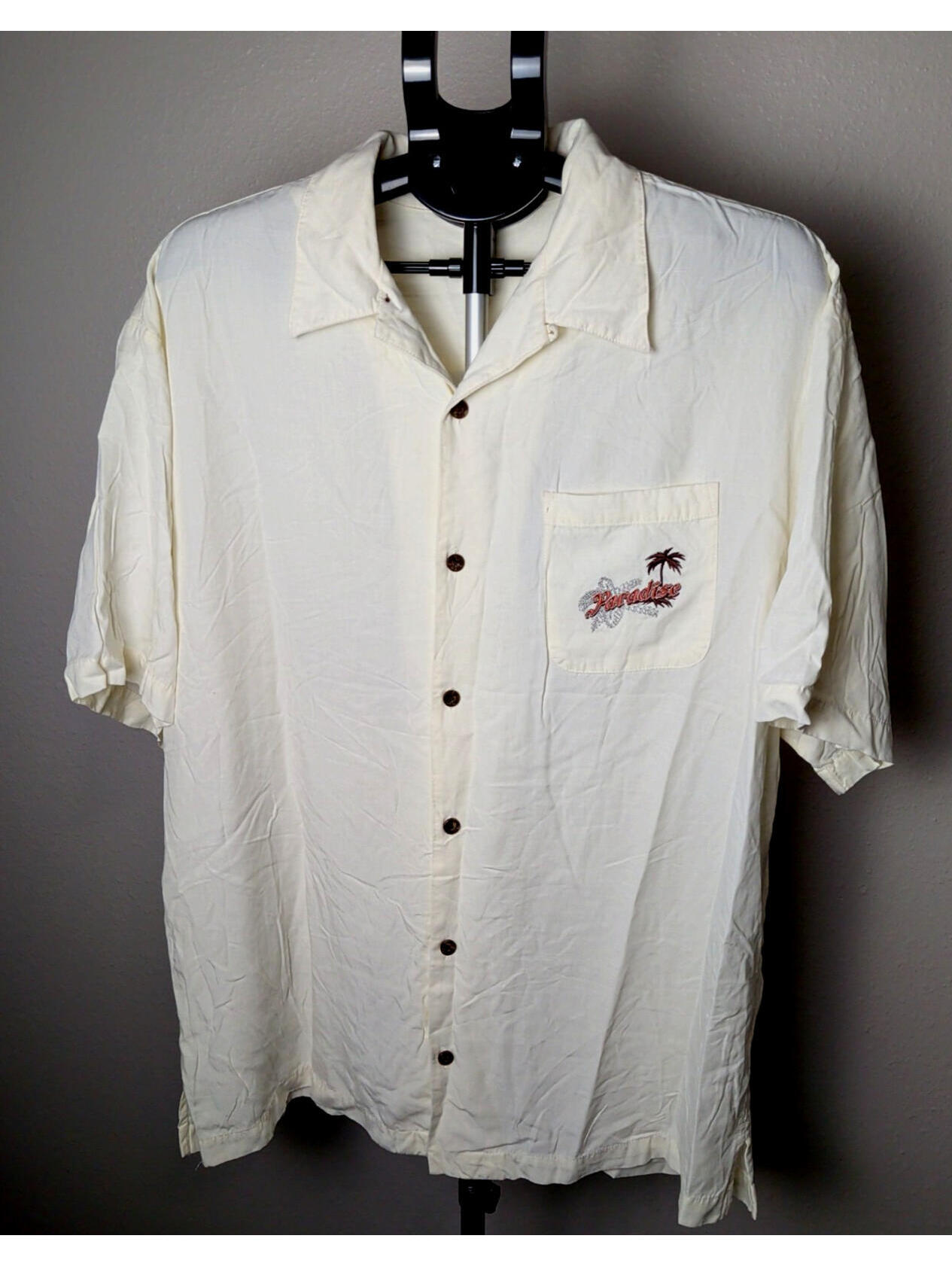 Disney Cruise Mickey Mouse In Paradise Shirt Mens Embroidered Rayon Button Up Lg